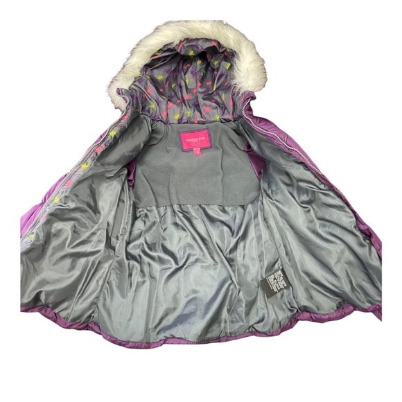 London Fog Girls Coat with Hood Size M 10-12 Purple - Picture 3 of 4